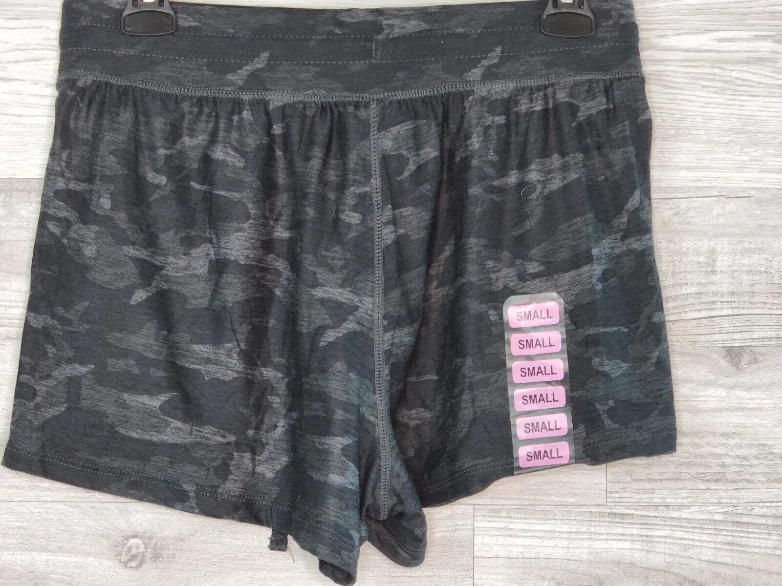 90 Degree By Reflex Women's Black Camo Soft Drawstring Casual Lounge Shorts