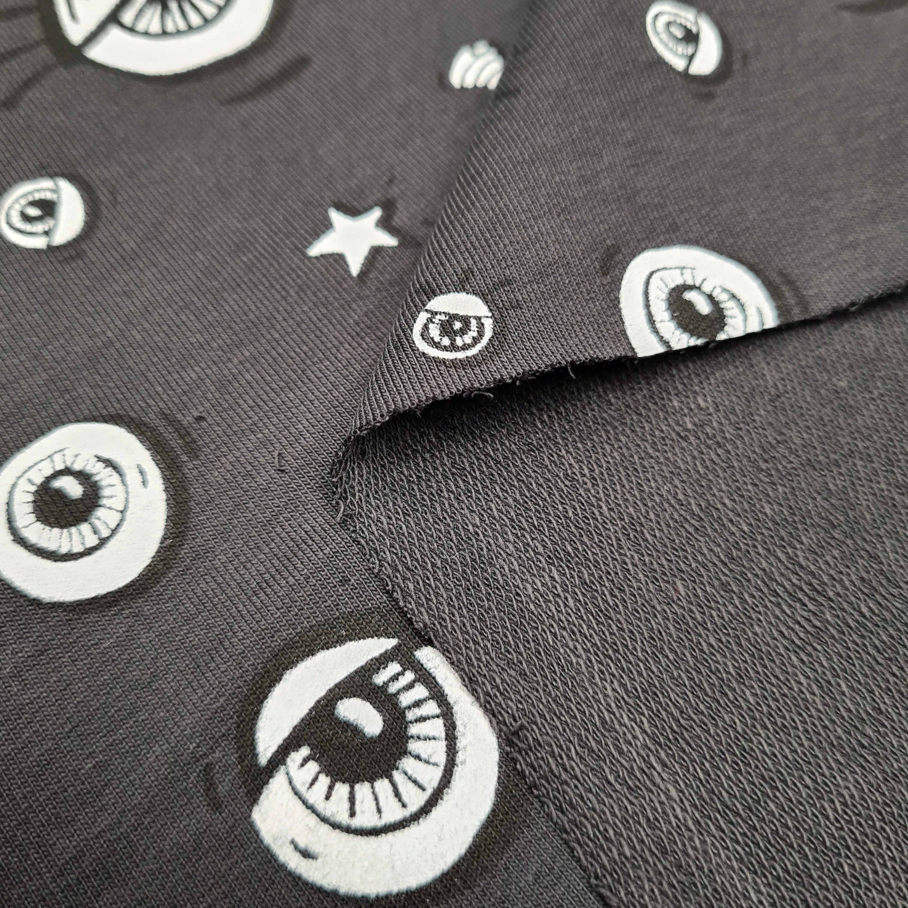 All Eyes On Me Graphite French Terry Jersey, priced by half metre