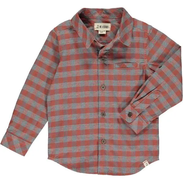 Atwood Grey & Rust Plaid Boys Woven Long Sleeve Shirt - Select Size