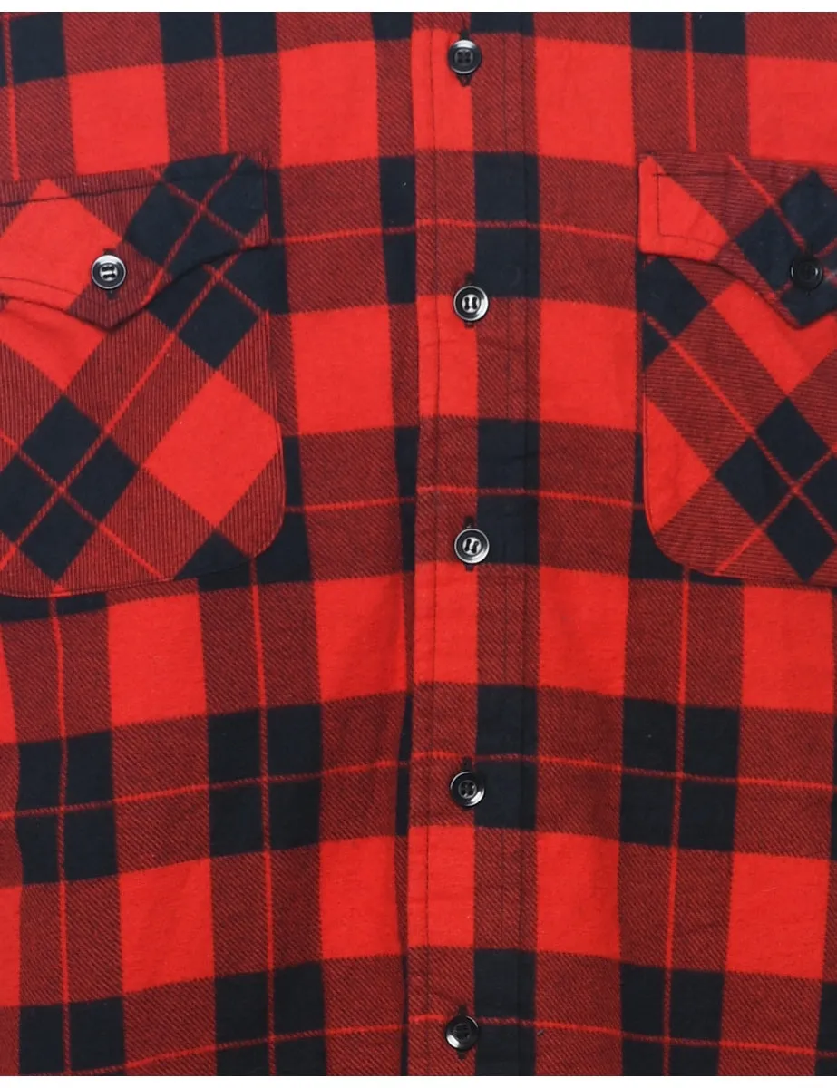 Black & Red Plaid Classic 1990s Shirt - L