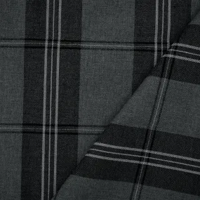 Black-Gray Polyester Wool Blend Plaid Shirting Woven Fabric