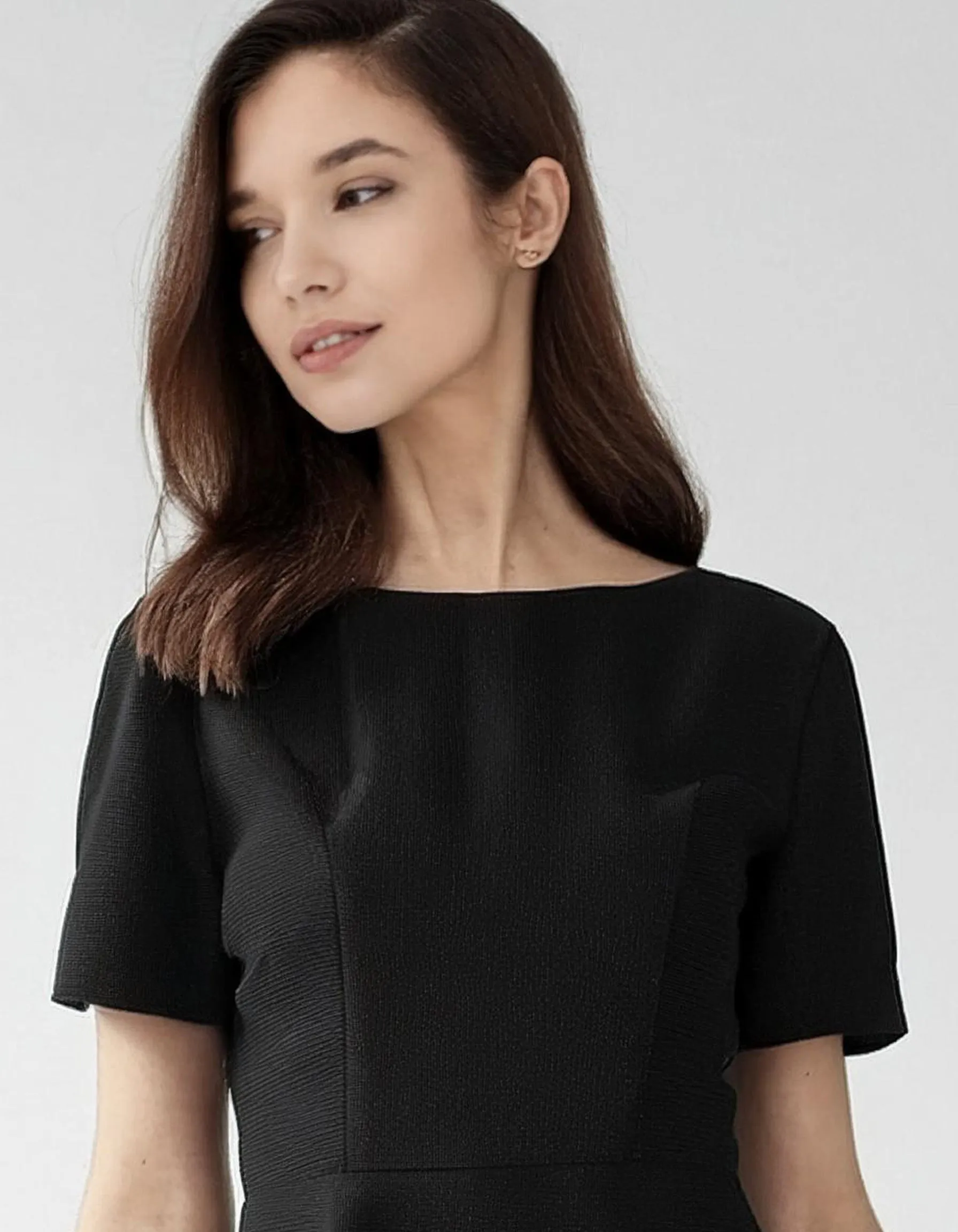 Black Off-Shoulder A-Line Dress