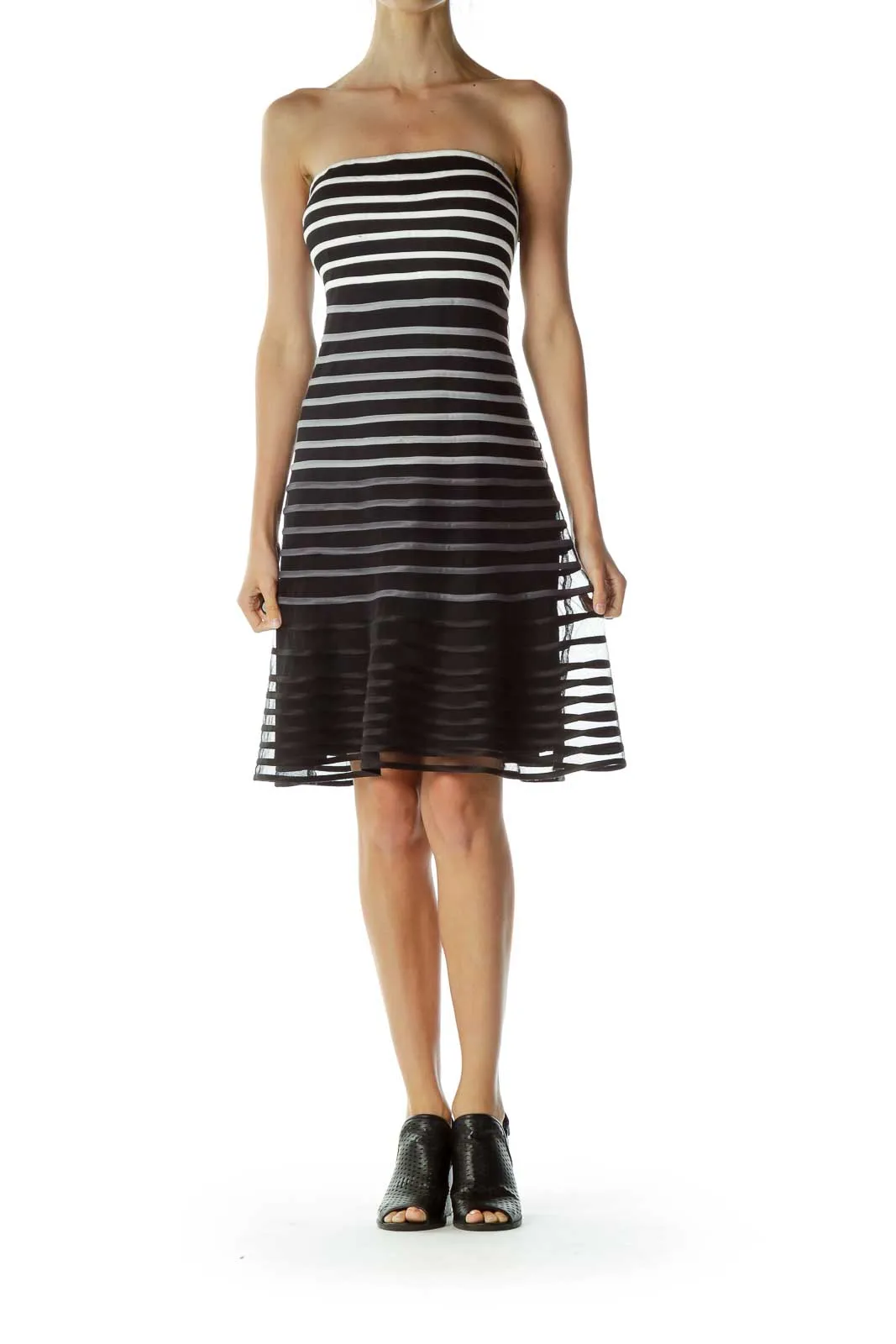 Black White Stripe A-Line Dress