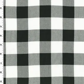 Black/White Checkered Plaid Flannelette Fabric