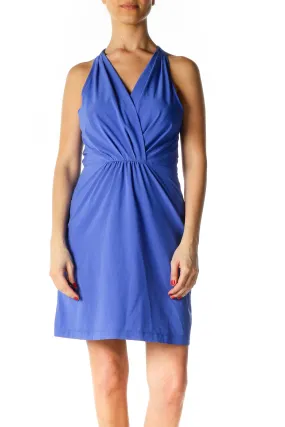 Blue Solid Activewear A-Line Dress