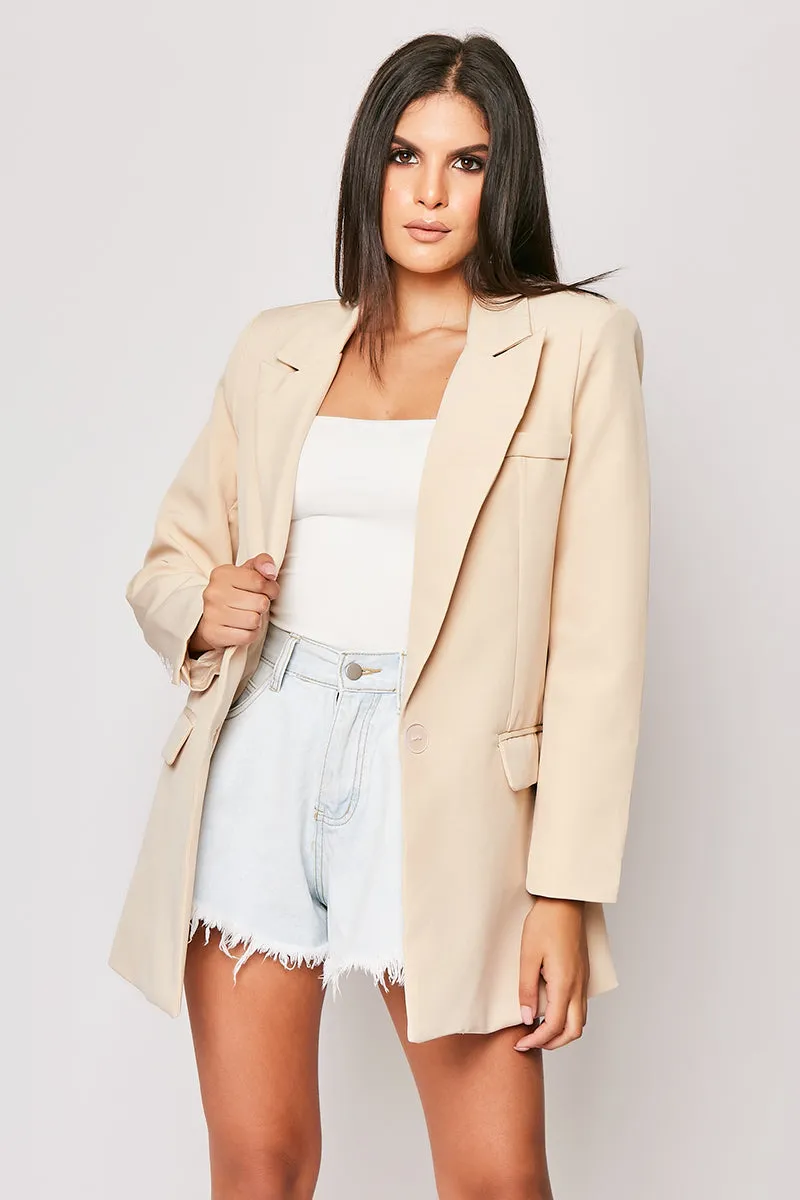 Breanna - Nude Tailored Oversized Blazer