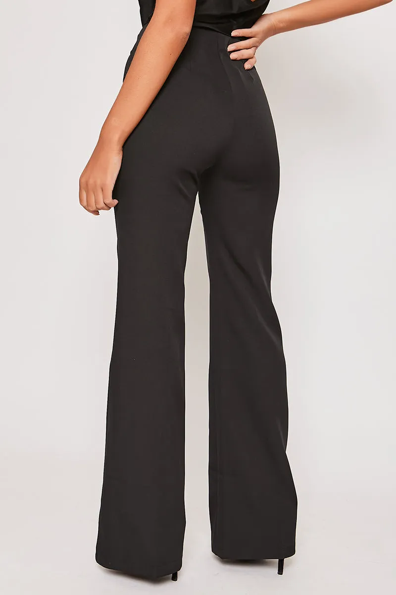 Brigitte - Black Tailored High Waisted Flare Trousers