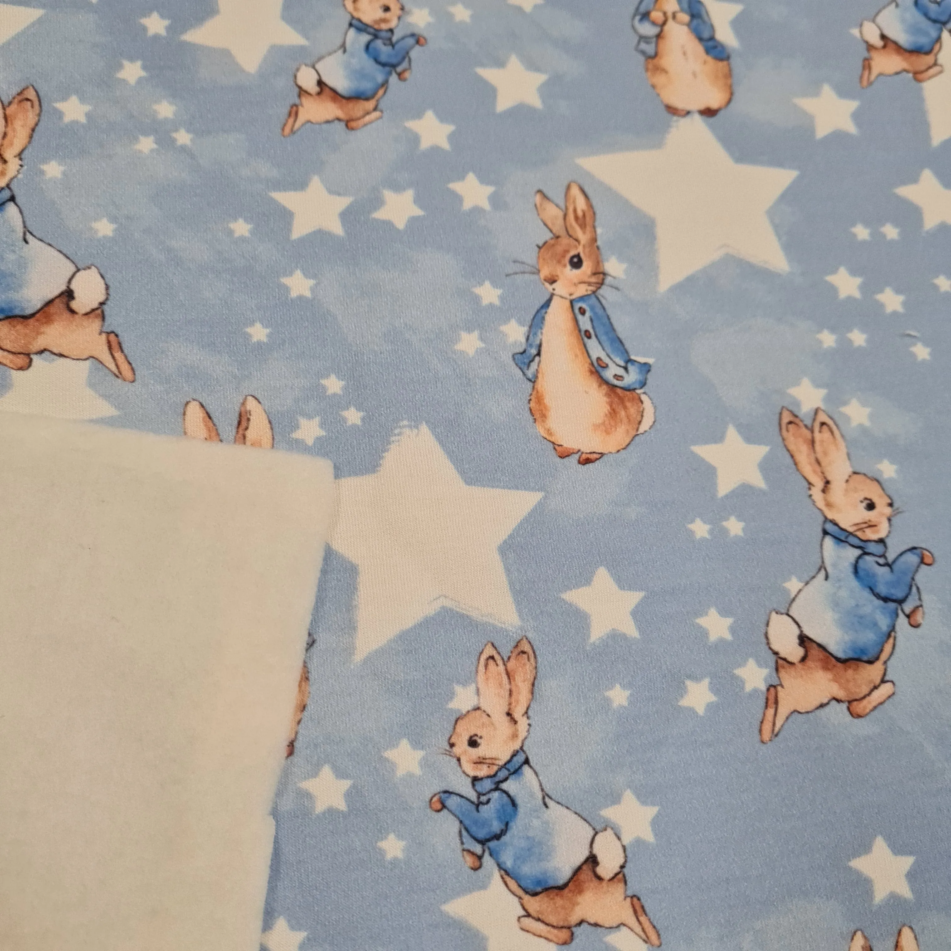 Bunny Stars Sweatshirt Jersey, remnant 1m