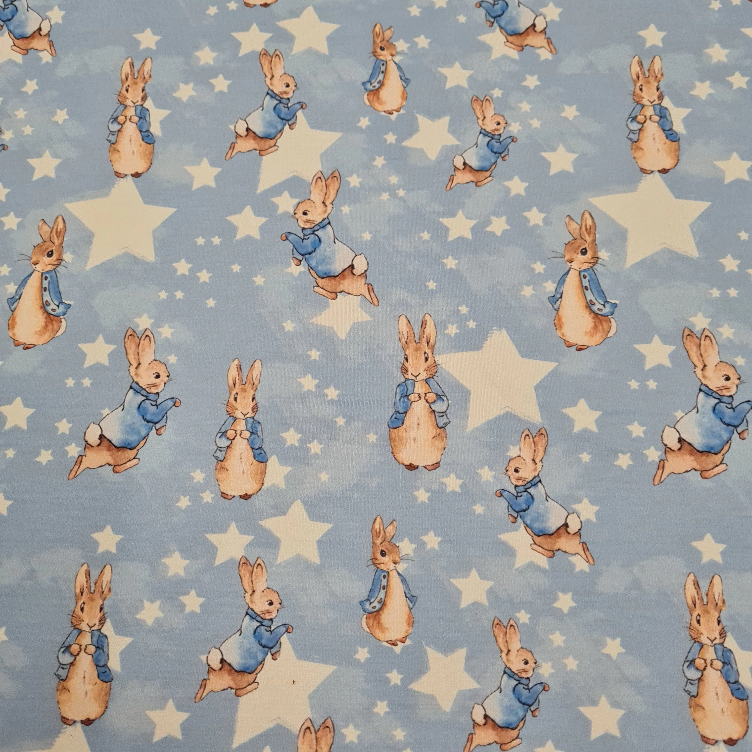 Bunny Stars Sweatshirt Jersey, remnant 1m