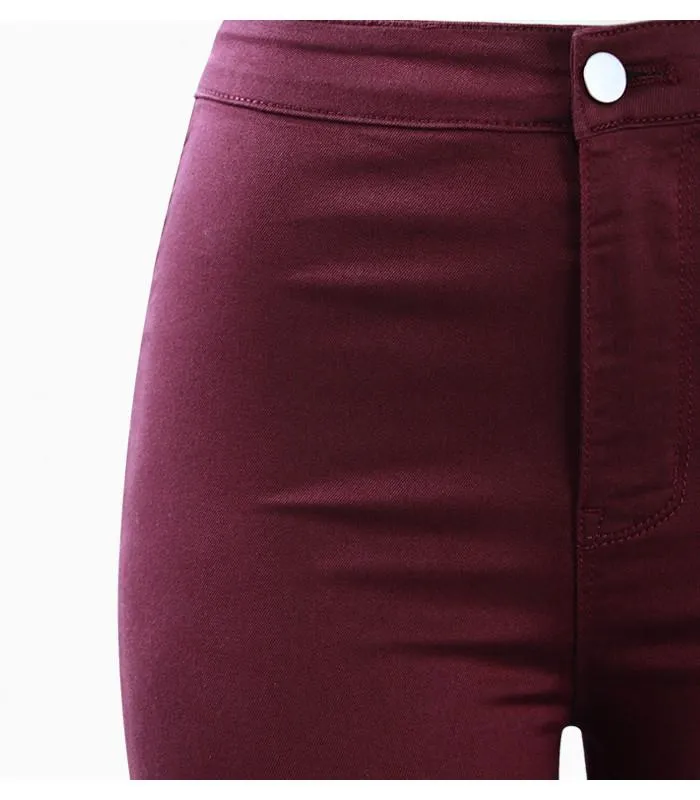 Burgundy Elastic Denim Jean