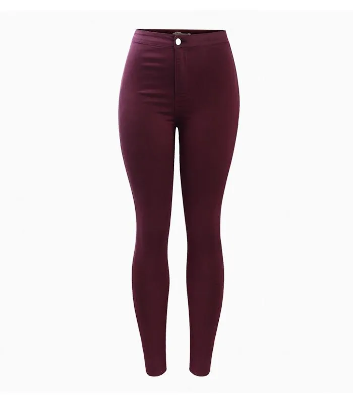 Burgundy Elastic Denim Jean