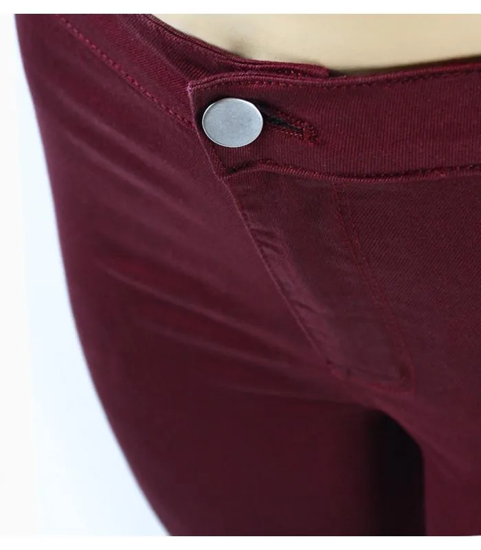 Burgundy Elastic Denim Jean