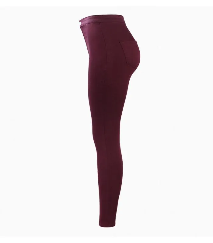 Burgundy Elastic Denim Jean