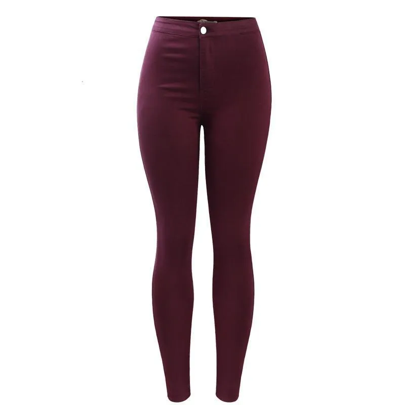 Burgundy Elastic Denim Jean