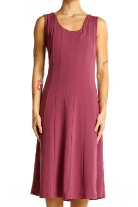 Burgundy Sleeveless A-Line Midi Dress