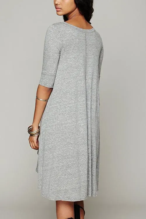 Button High Low T Shirt Dress