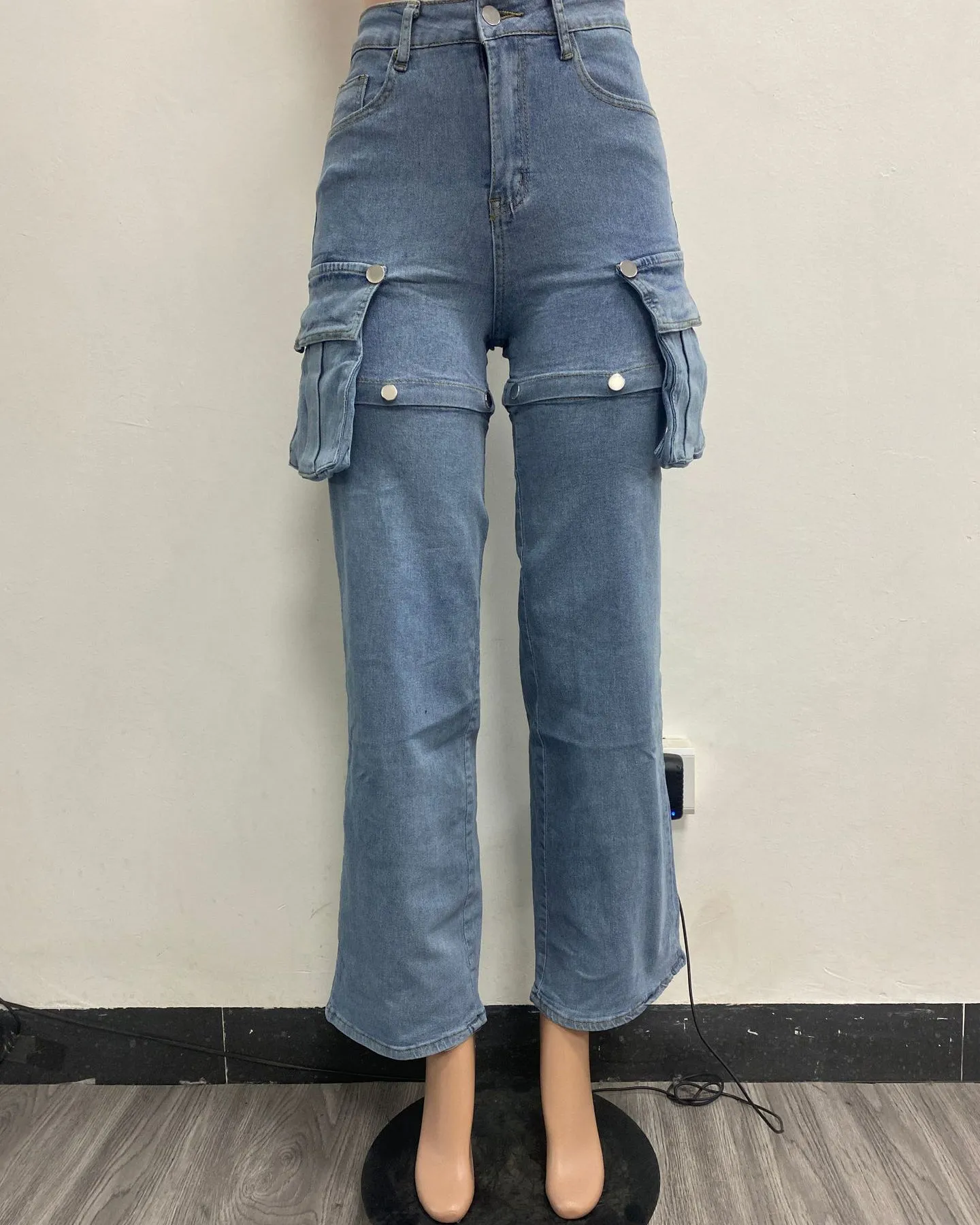 Casual Elastic Button Detachable Jeans