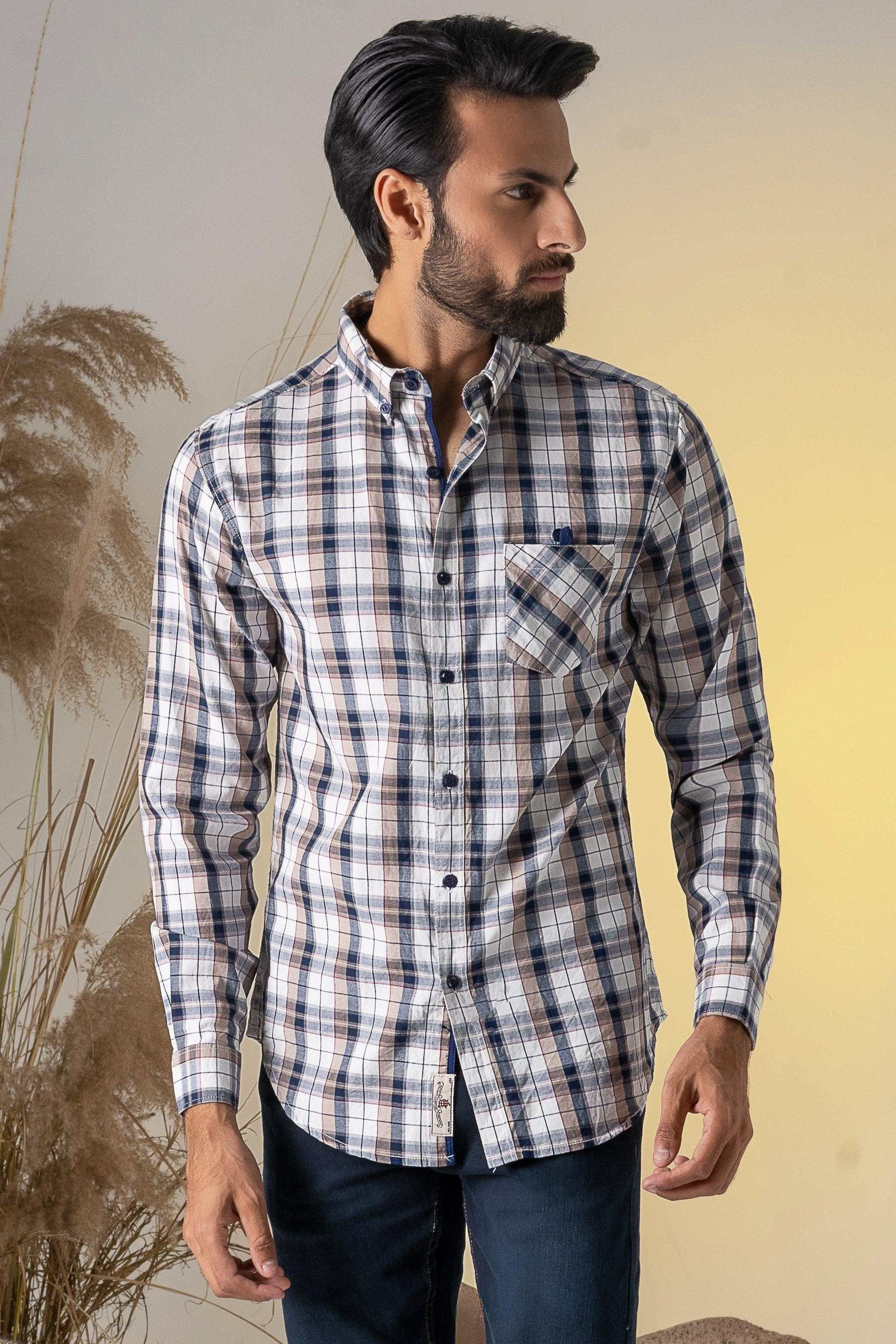 CASUAL SHIRT KHAKI NAVY