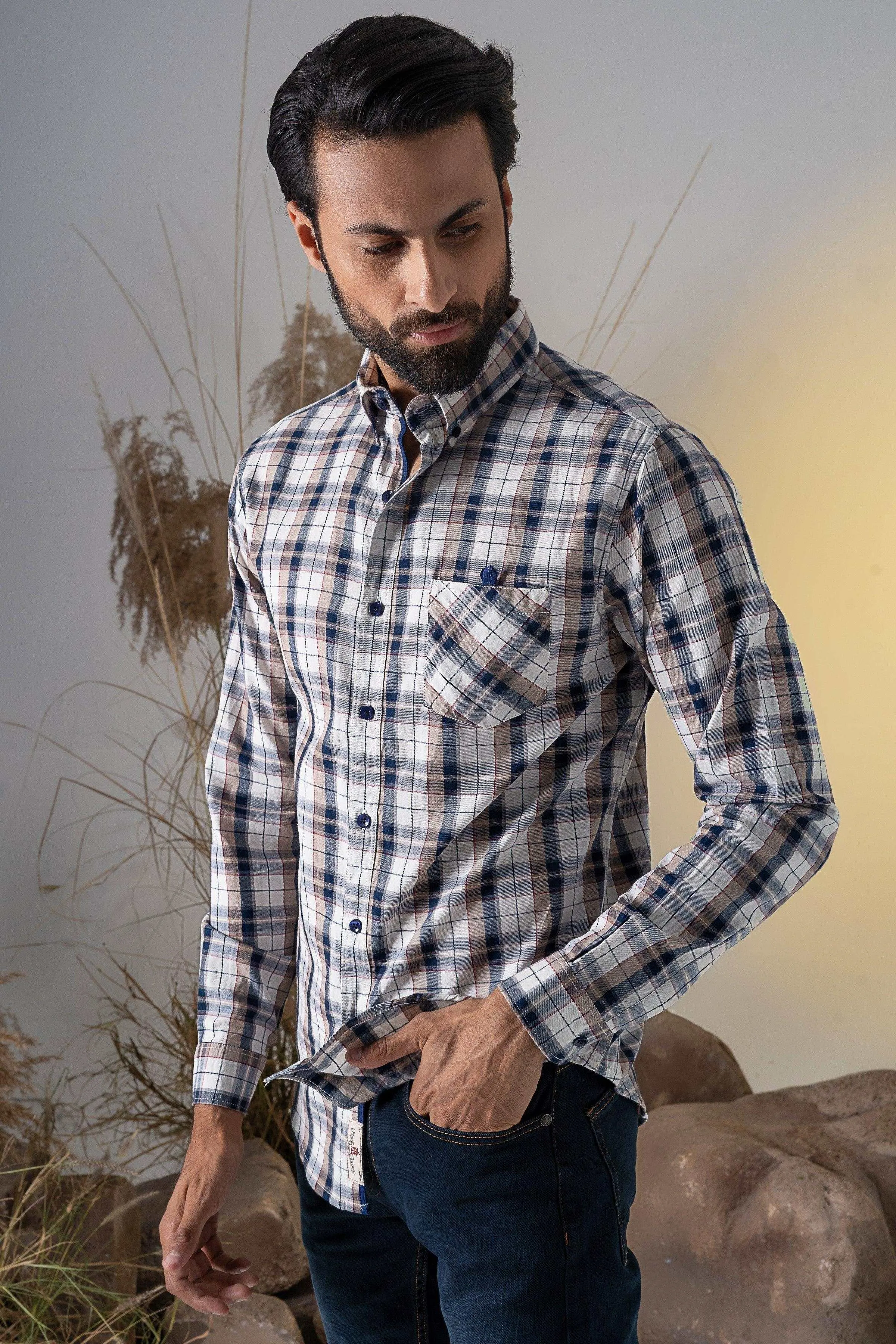 CASUAL SHIRT KHAKI NAVY