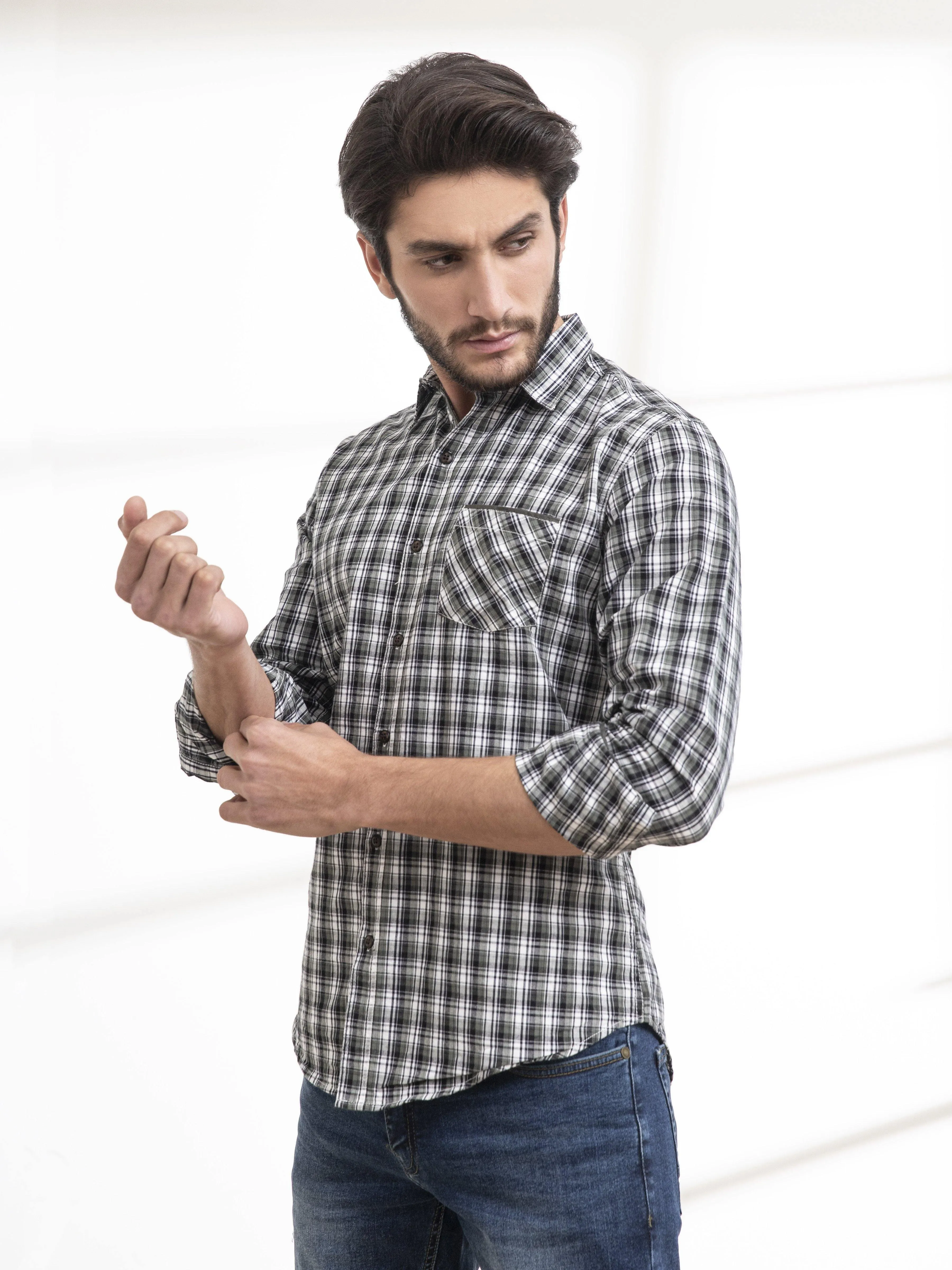 CASUAL SHIRTS FULL SLEEVE GREEN CHECK