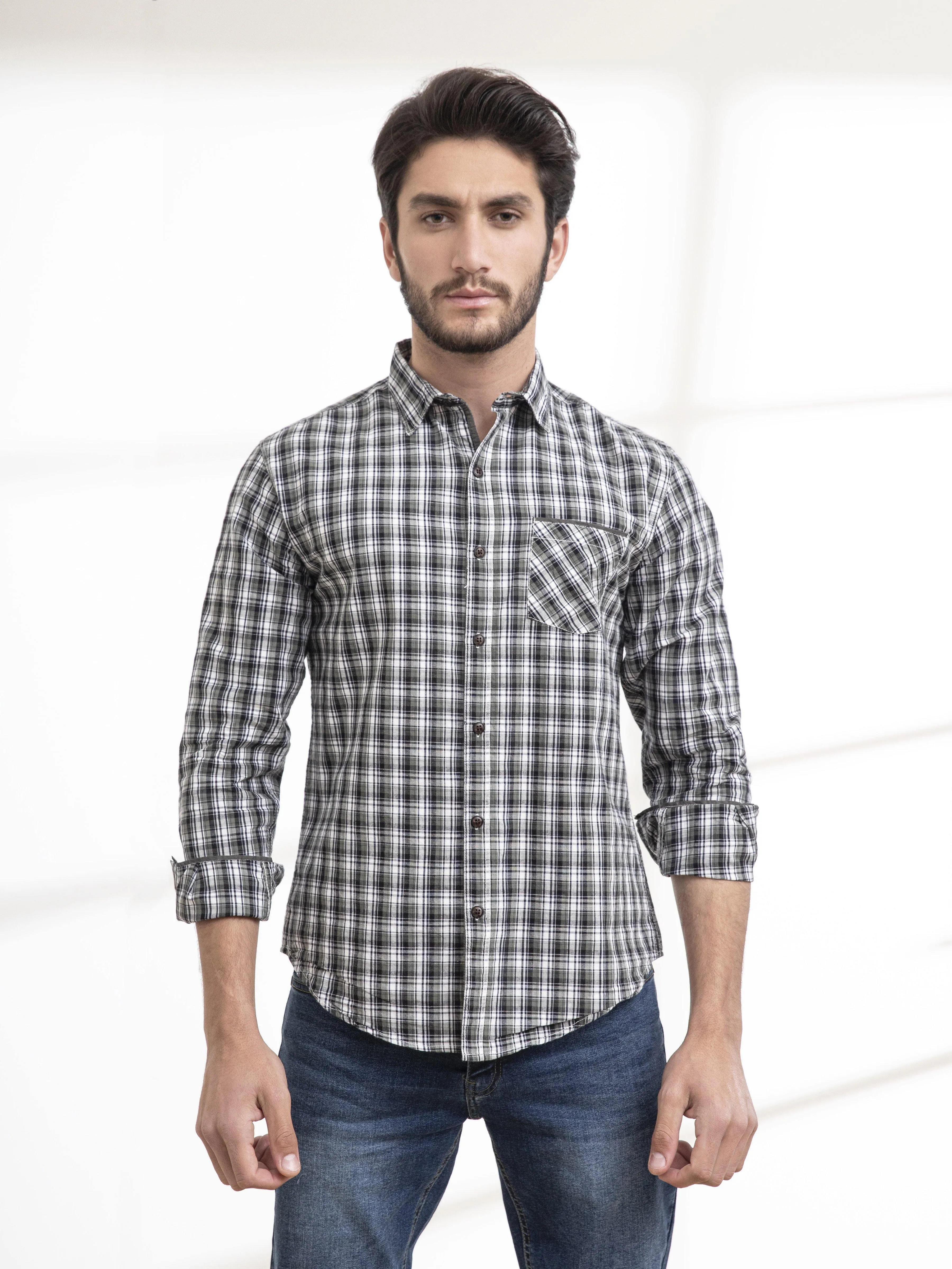 CASUAL SHIRTS FULL SLEEVE GREEN CHECK