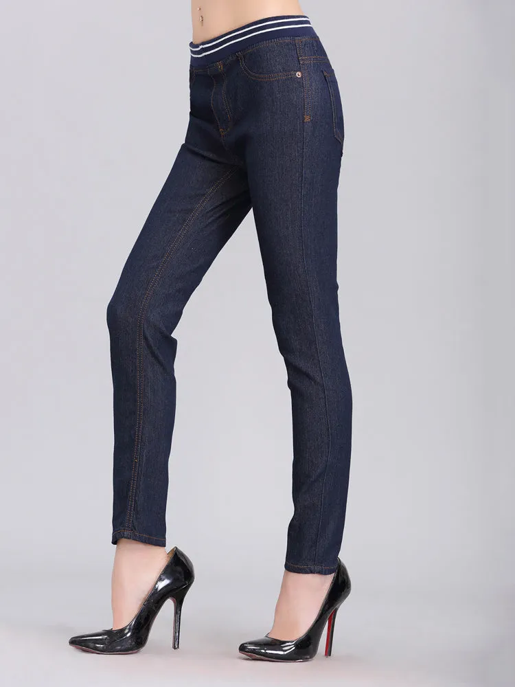 Casual Women High Waist Elastic Pencil Denim Jeans