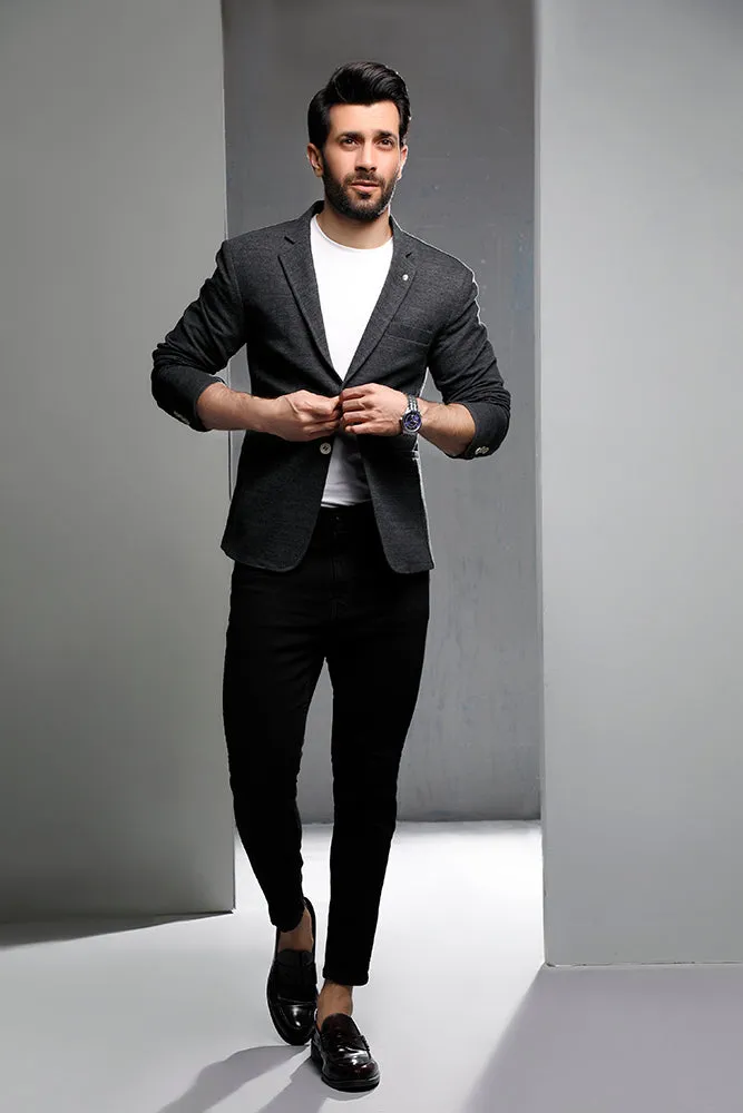 Charcoal Knitted Blazer