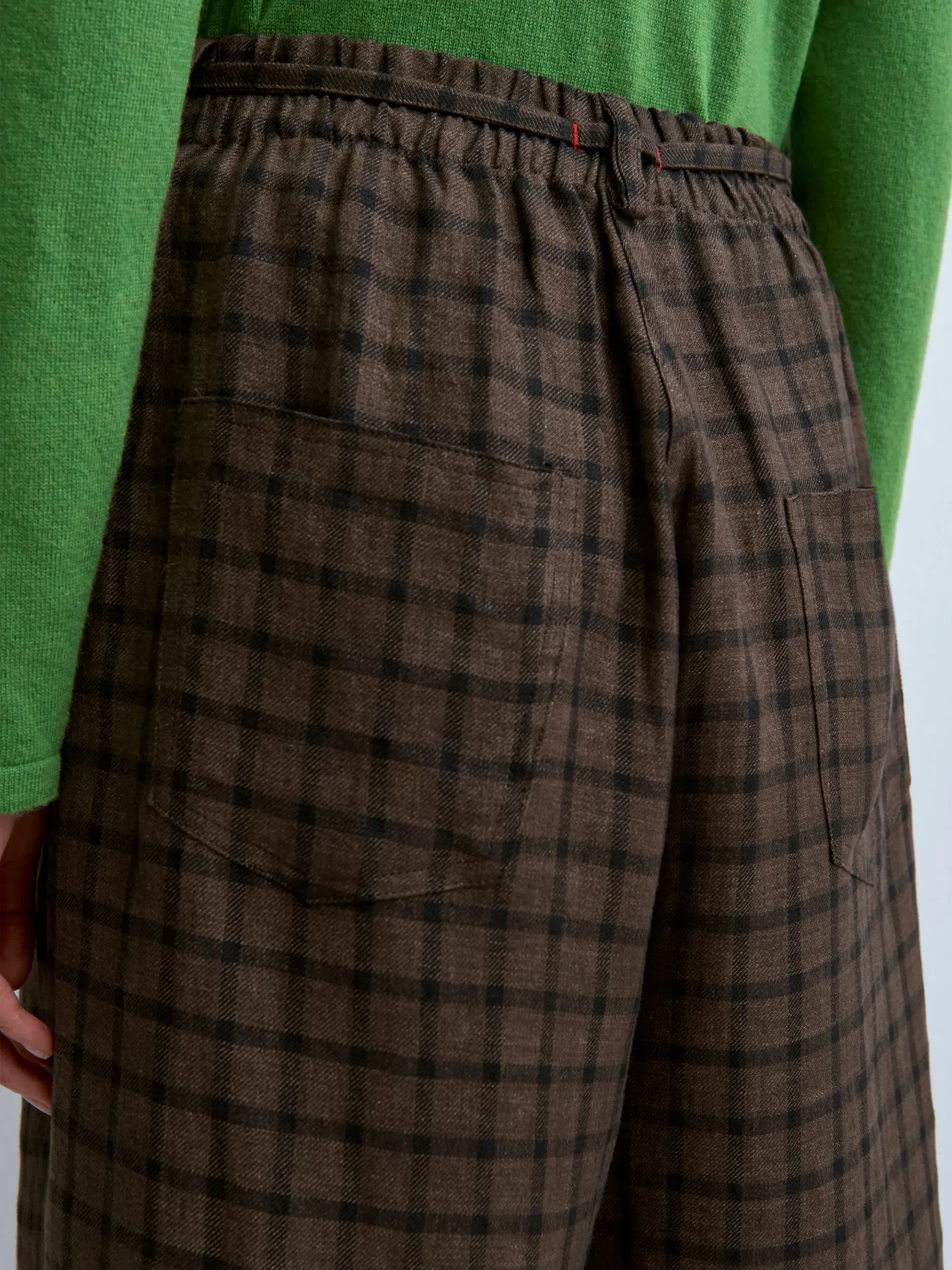 CORDERA Linen Relaxed Checkered Pant