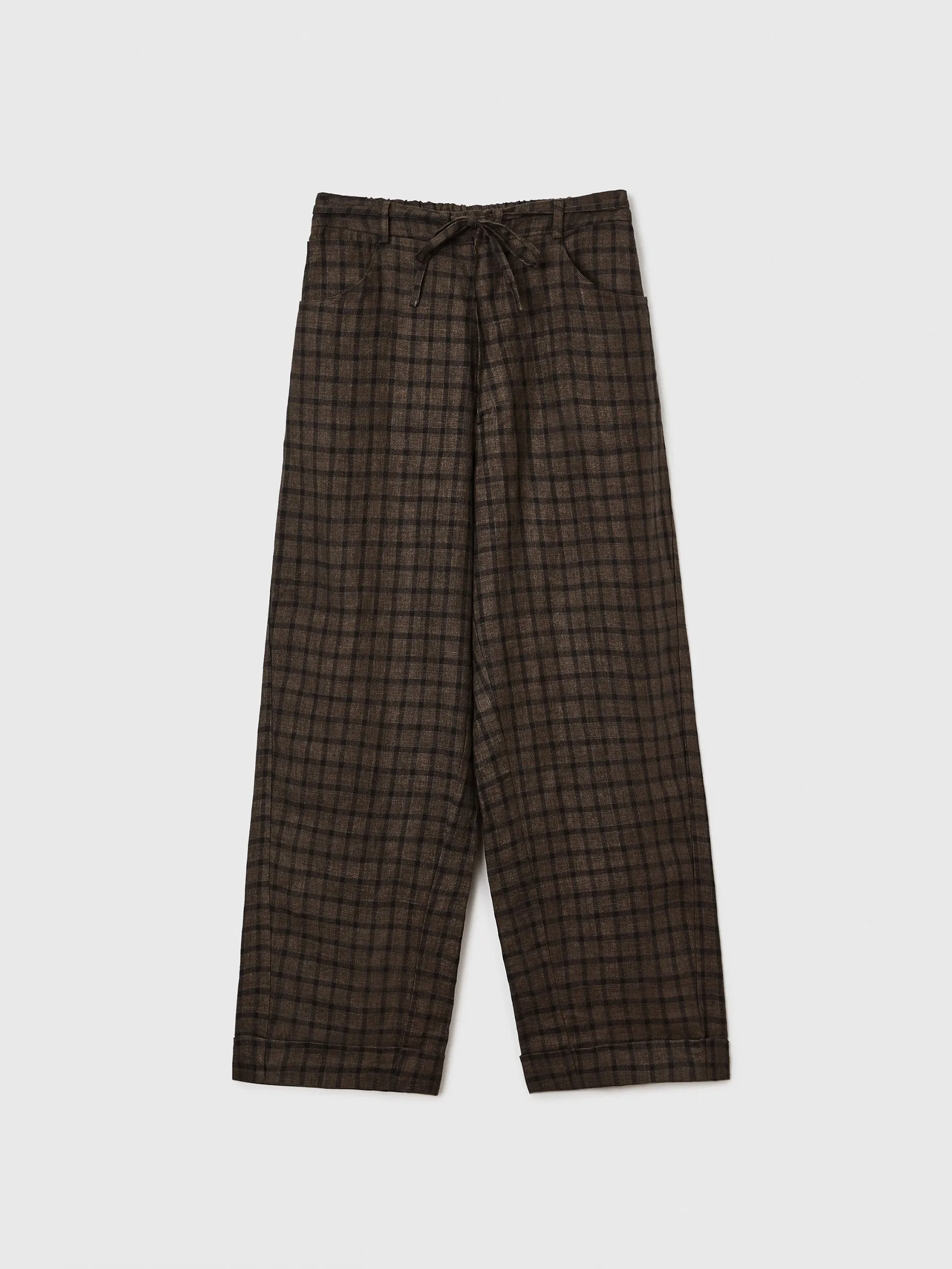 CORDERA Linen Relaxed Checkered Pant