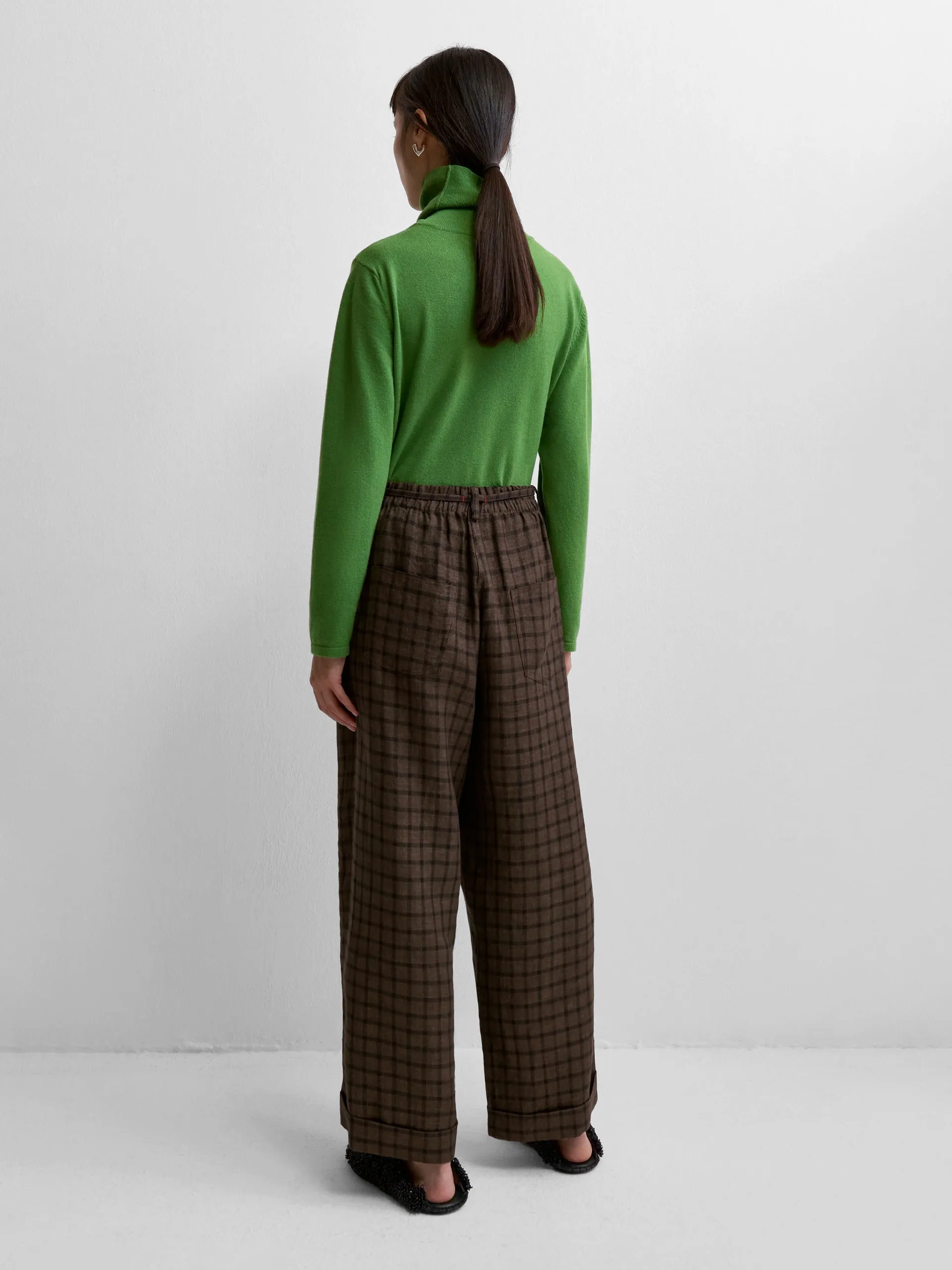 CORDERA Linen Relaxed Checkered Pant