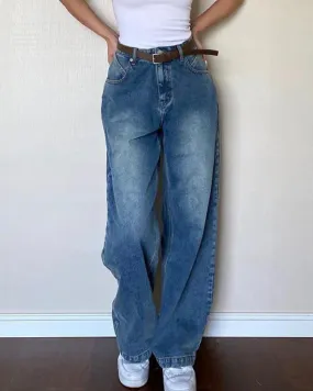 Distressed Retro Loose Floor-Length Jeans