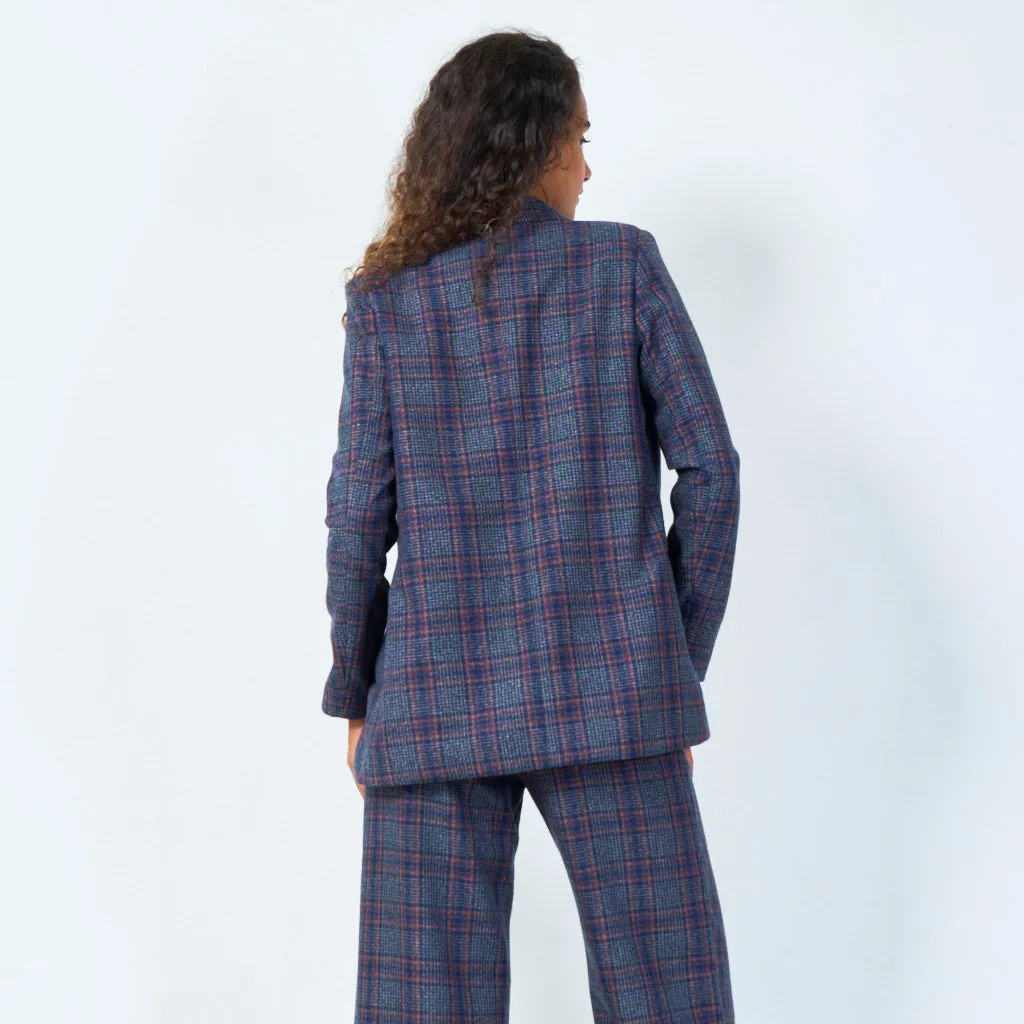 Double-breasted plaid blazer wholesale