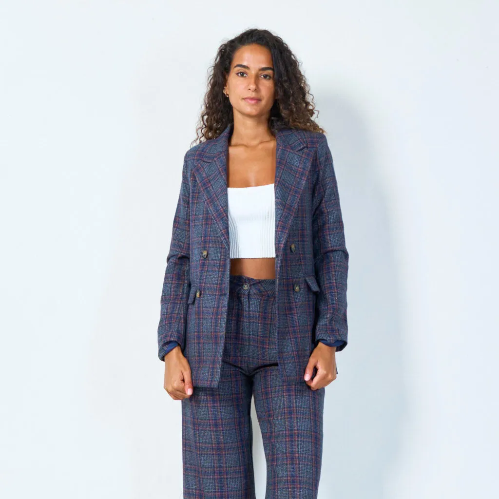 Double-breasted plaid blazer wholesale