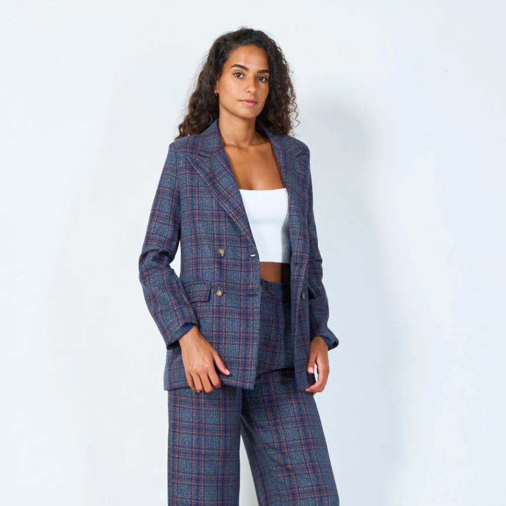 Double-breasted plaid blazer wholesale