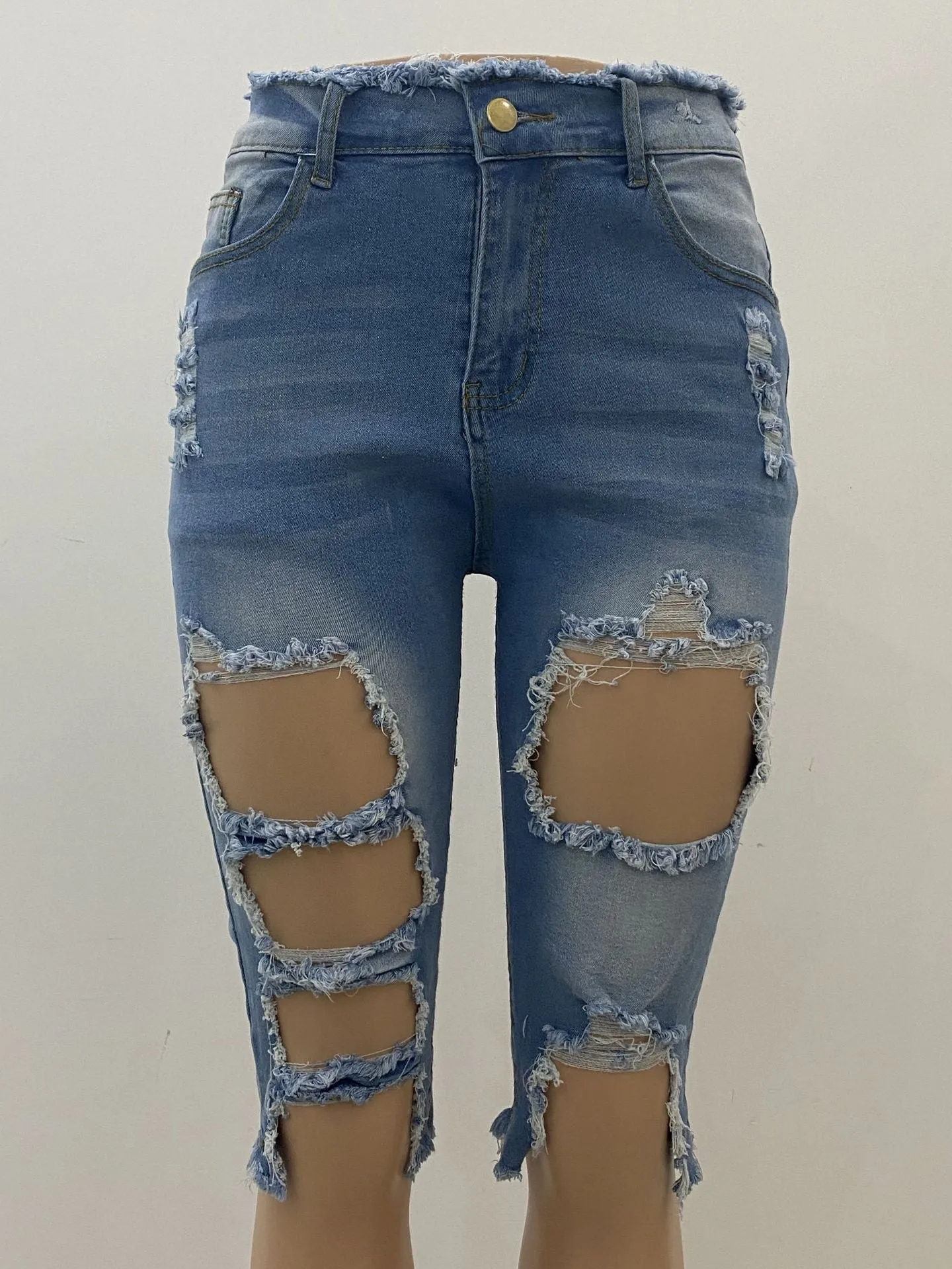 Elastic perforated jeans AY1900