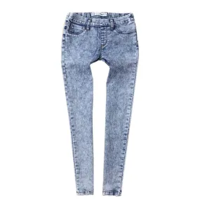 Elastic Waist Stone Washed Jeans