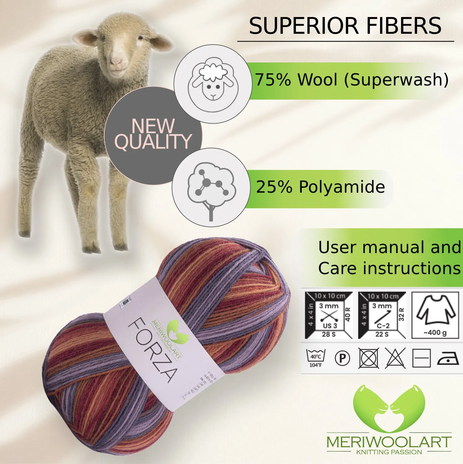 FORZA 2503 WOOL SOCK YARN 100g 420m