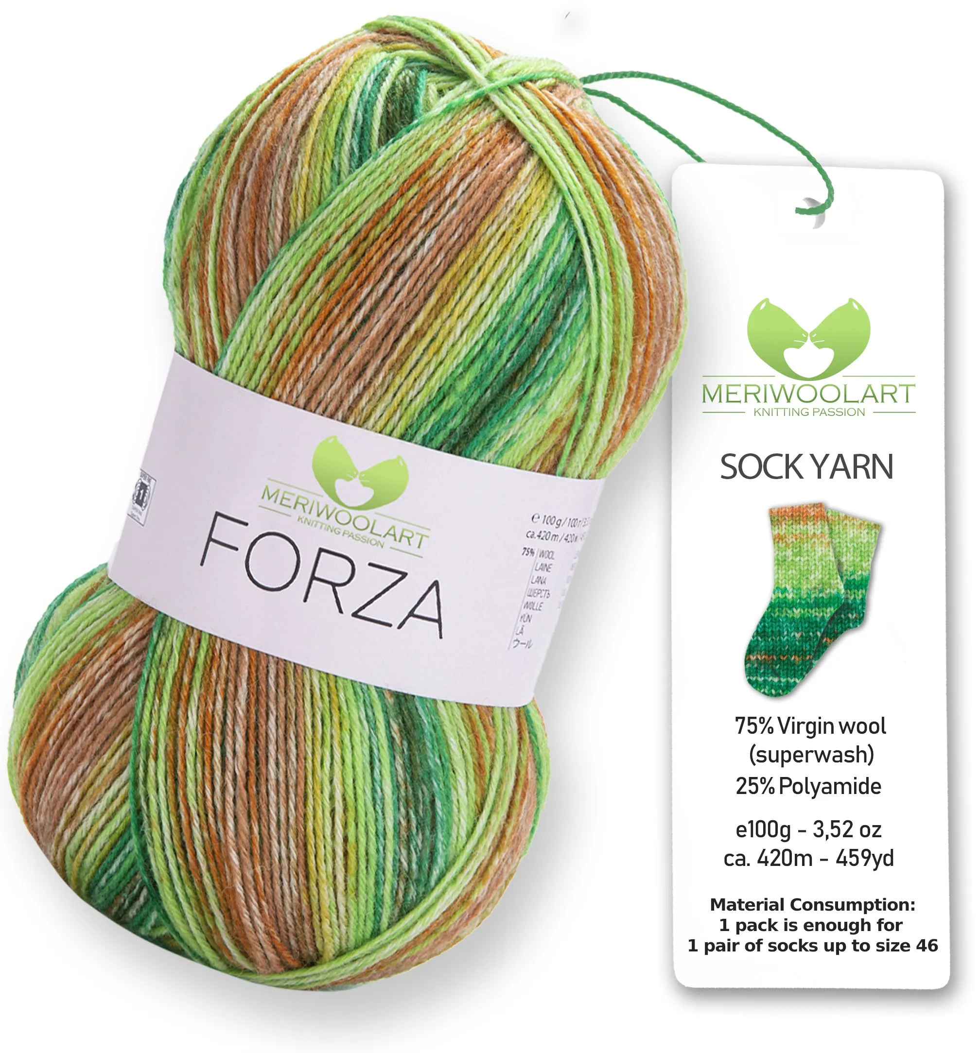 FORZA 2604 WOOL SOCK YARN 100g 420