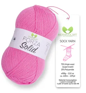 FORZA SOLID Candy Pink-4642 WOOL SOCK YARN 100g 420m