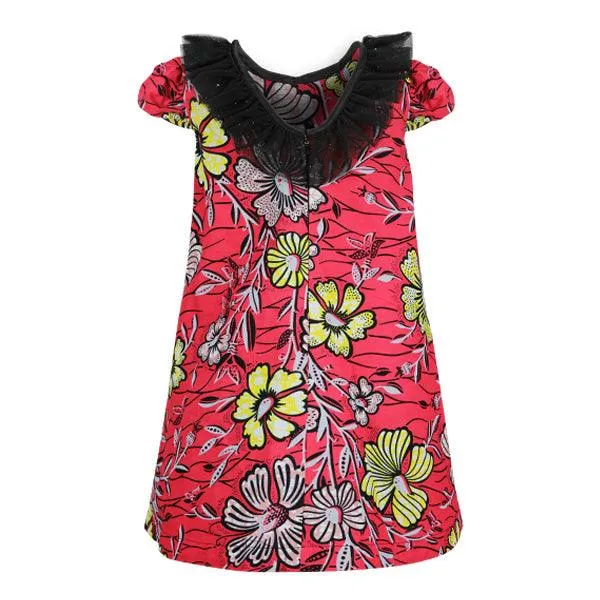 GIRLS A-LINE RUFFLE NET DRESS