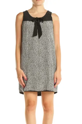 Gray Printed Retro A-Line Dress