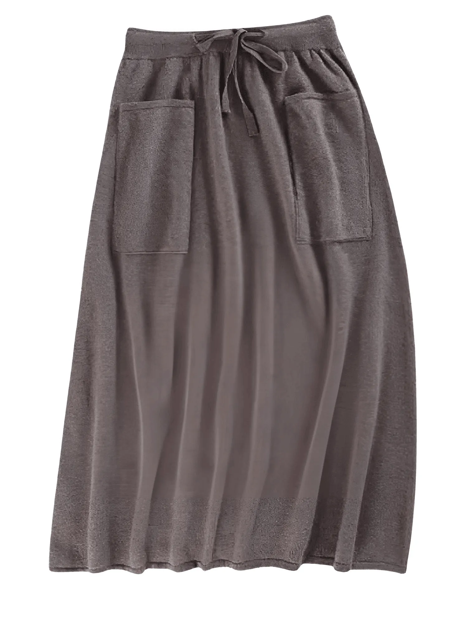 High Waist Cashmere Wool Long Skirt With Pockets