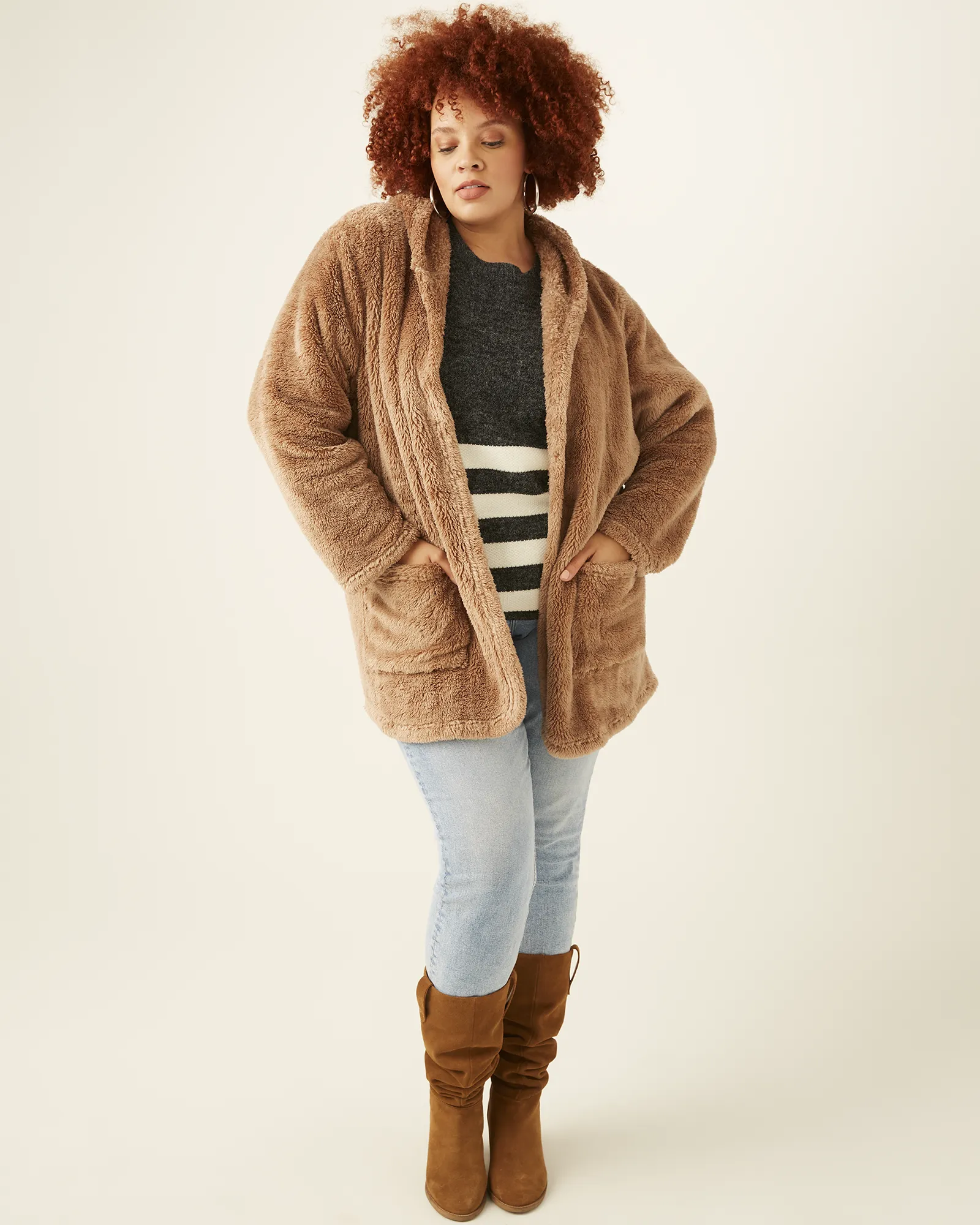 Jessica Fleece Hooded Cardigan | Brown