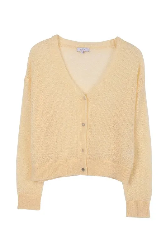 LILOU Wool Blended Sheer Cardigan