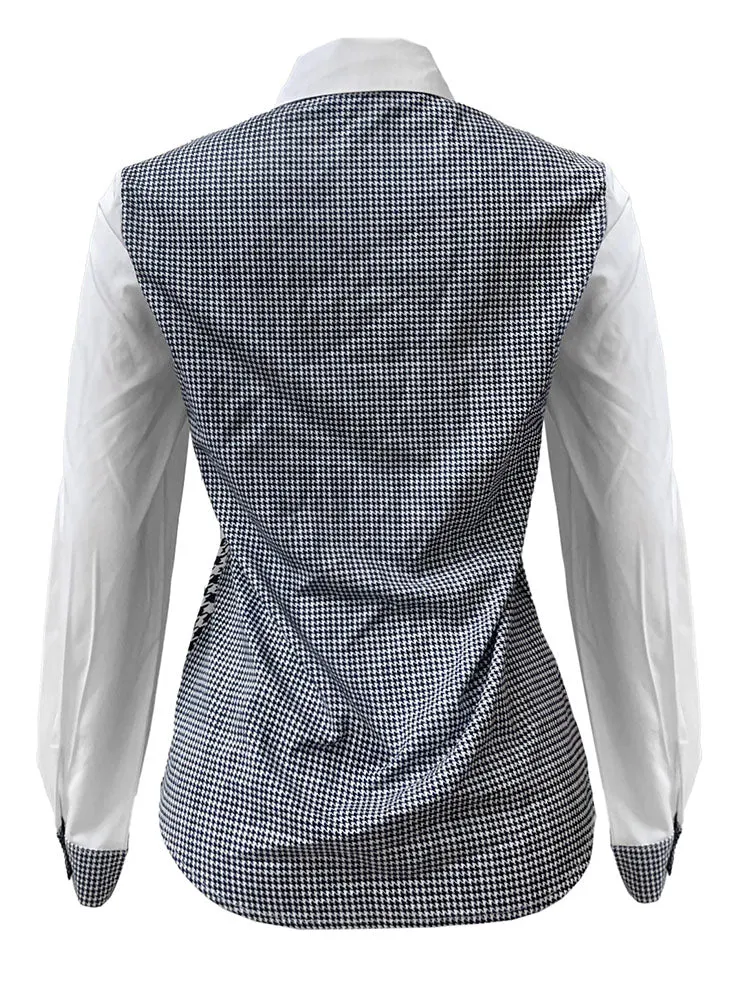 Long Sleeves Houndstooth Button Shirts