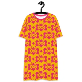 LOVE BUTTERFLY yellow pink - T-shirt dress