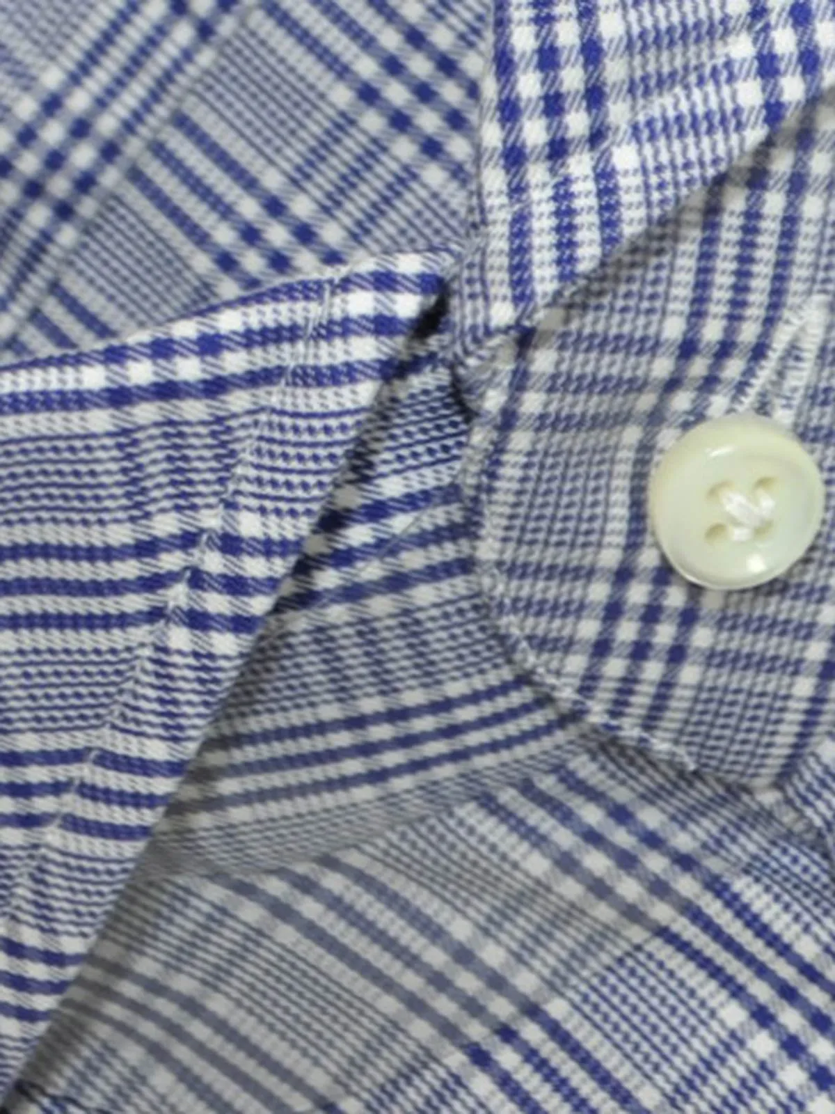 Luigi Borrelli Dress Shirt White Navy Check Plaid 40 - 15 3/4 SALE