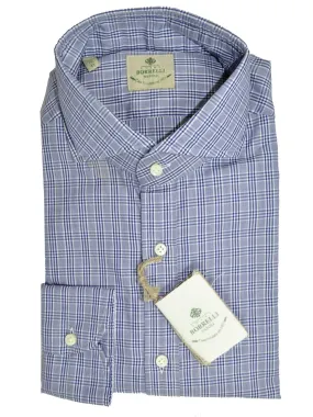 Luigi Borrelli Dress Shirt White Navy Check Plaid 40 - 15 3/4 SALE