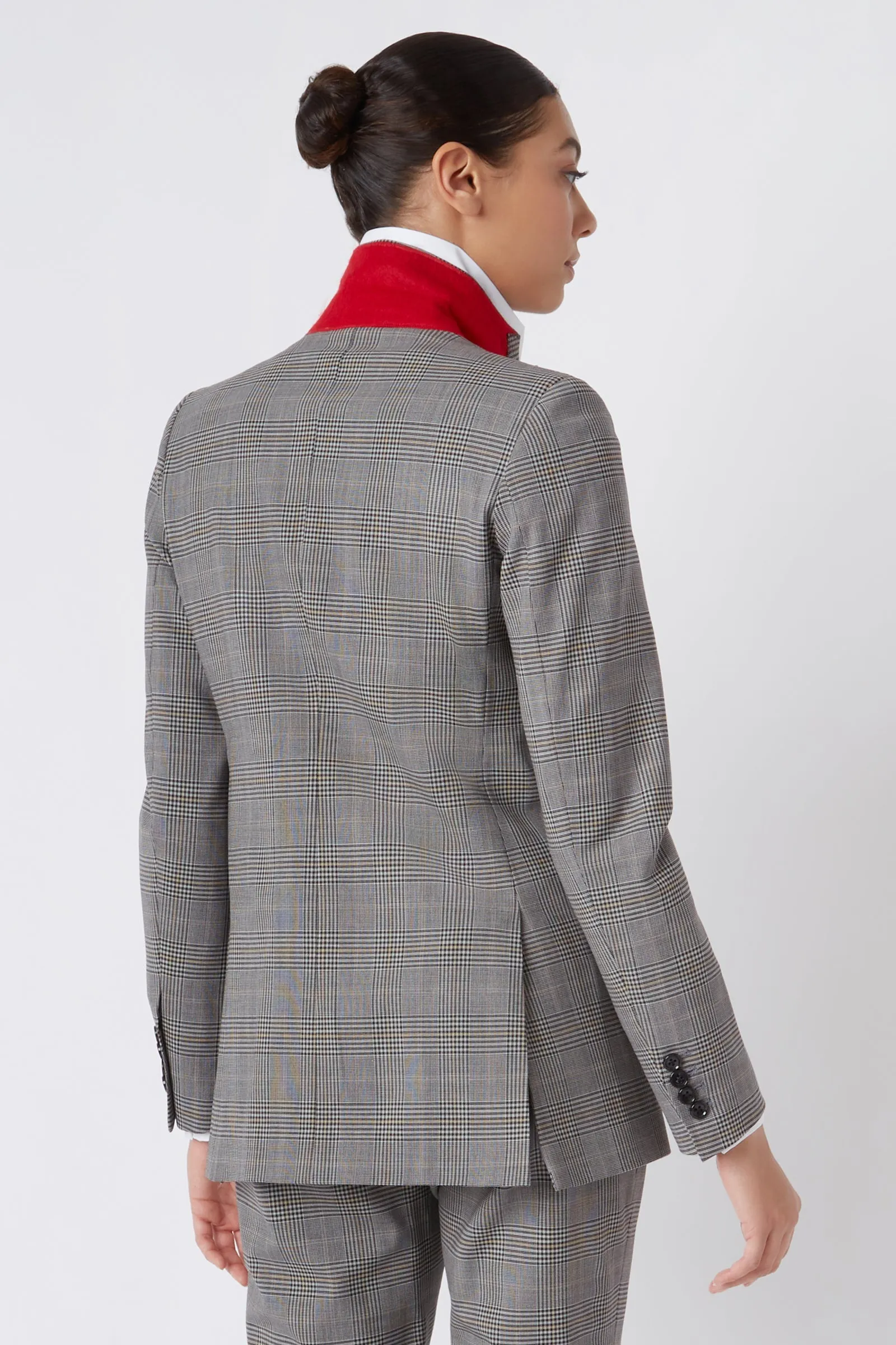 Madeline Notch Collar Blazer - Glen Plaid