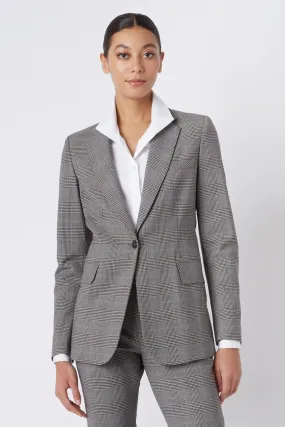 Madeline Notch Collar Blazer - Glen Plaid